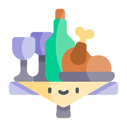 Dinner Plate with Wine and Chicken