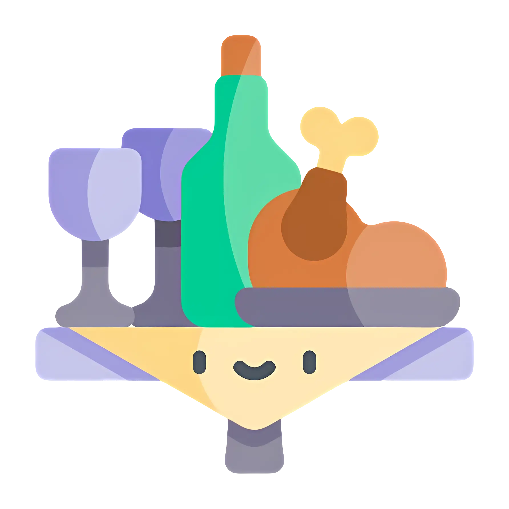Dinner Plate with Wine and Chicken