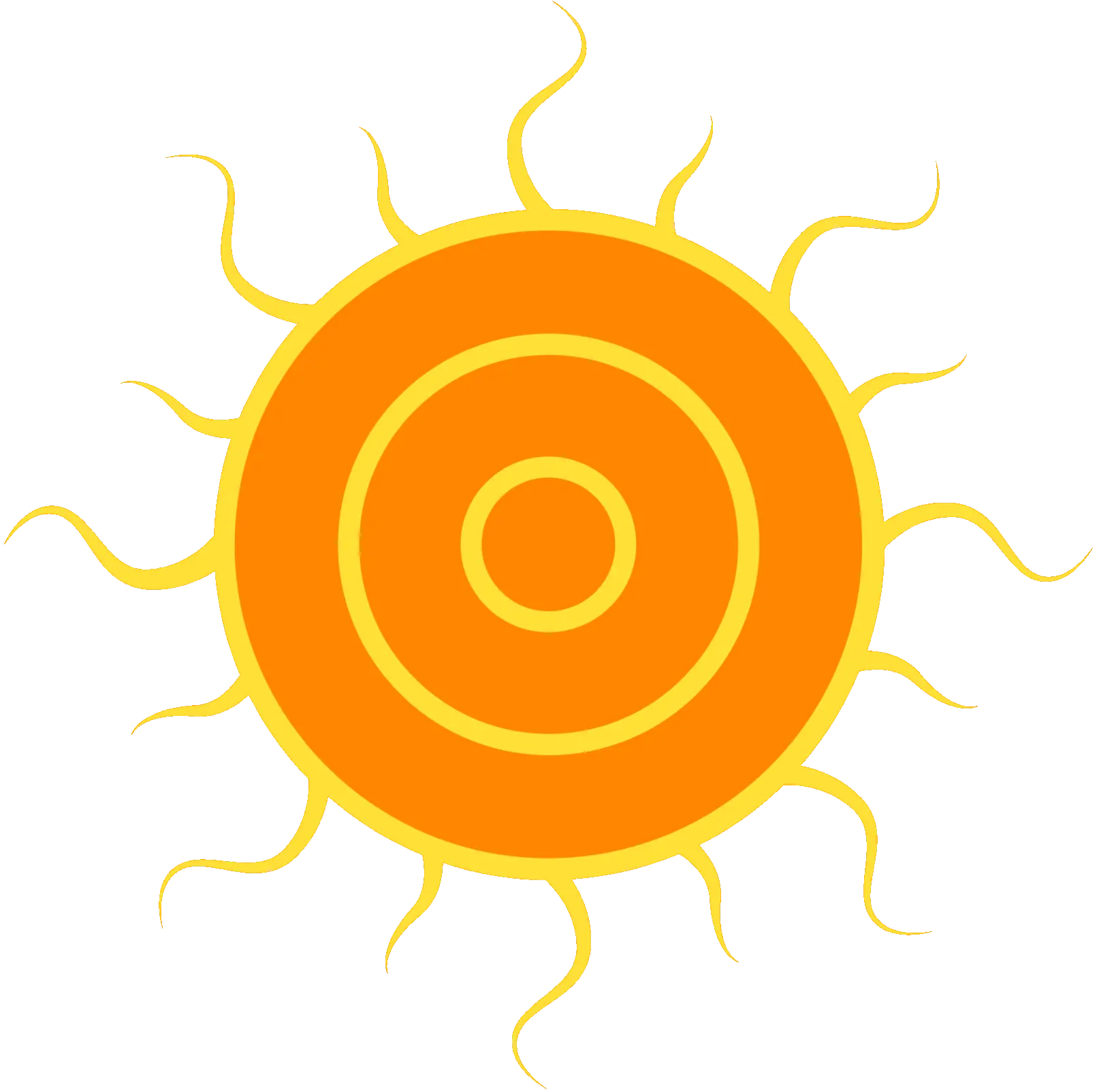 Swirling Sun Icon with Yellow and Orange Design