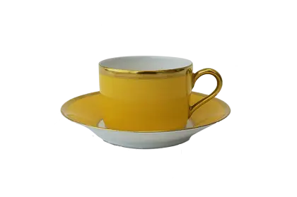 Elegant Yellow Tea Cup with Saucer