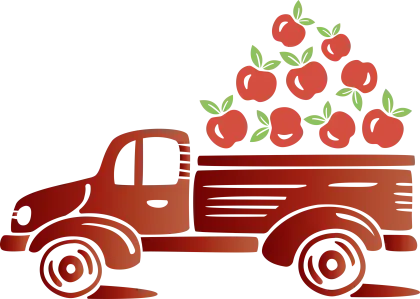 Red Truck Carrying Fresh Apples Illustration
