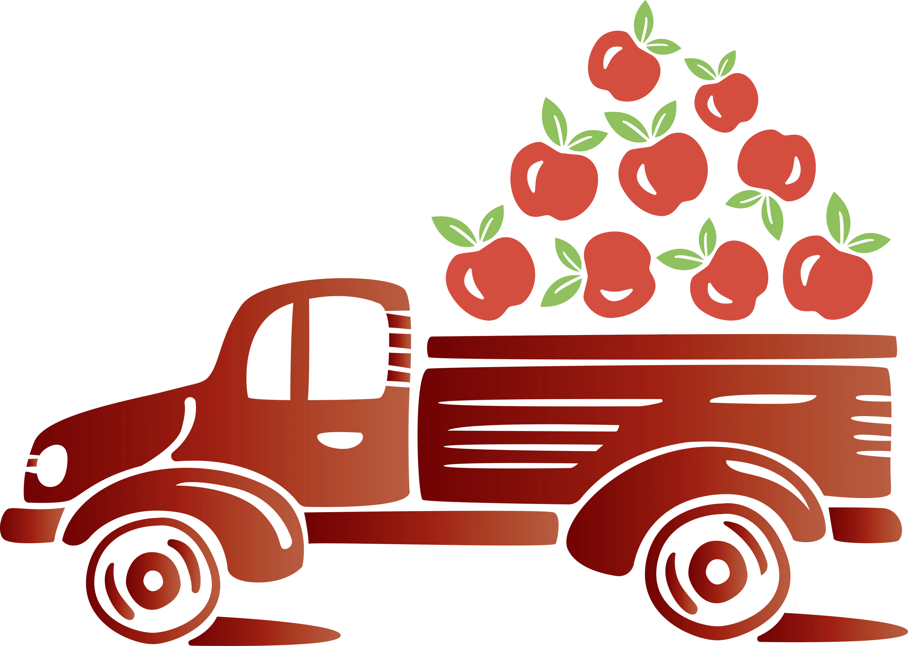 Red Truck Carrying Fresh Apples Illustration