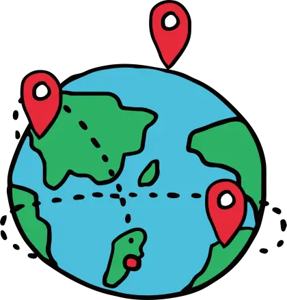 World Globe with Location Pins