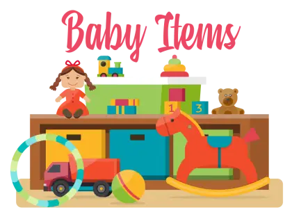 Colorful Baby Items and Toys