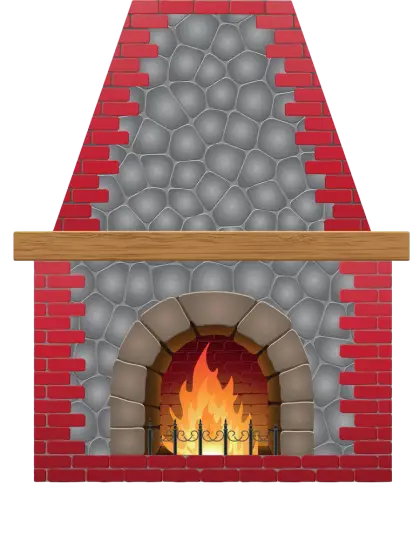 Cozy Brick Fireplace with Fire
