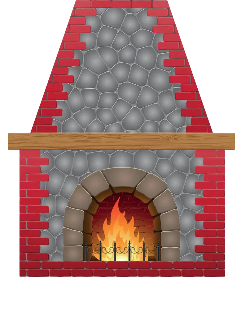 Cozy Brick Fireplace with Fire