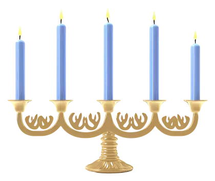 Golden Candelabrum with Blue Candles