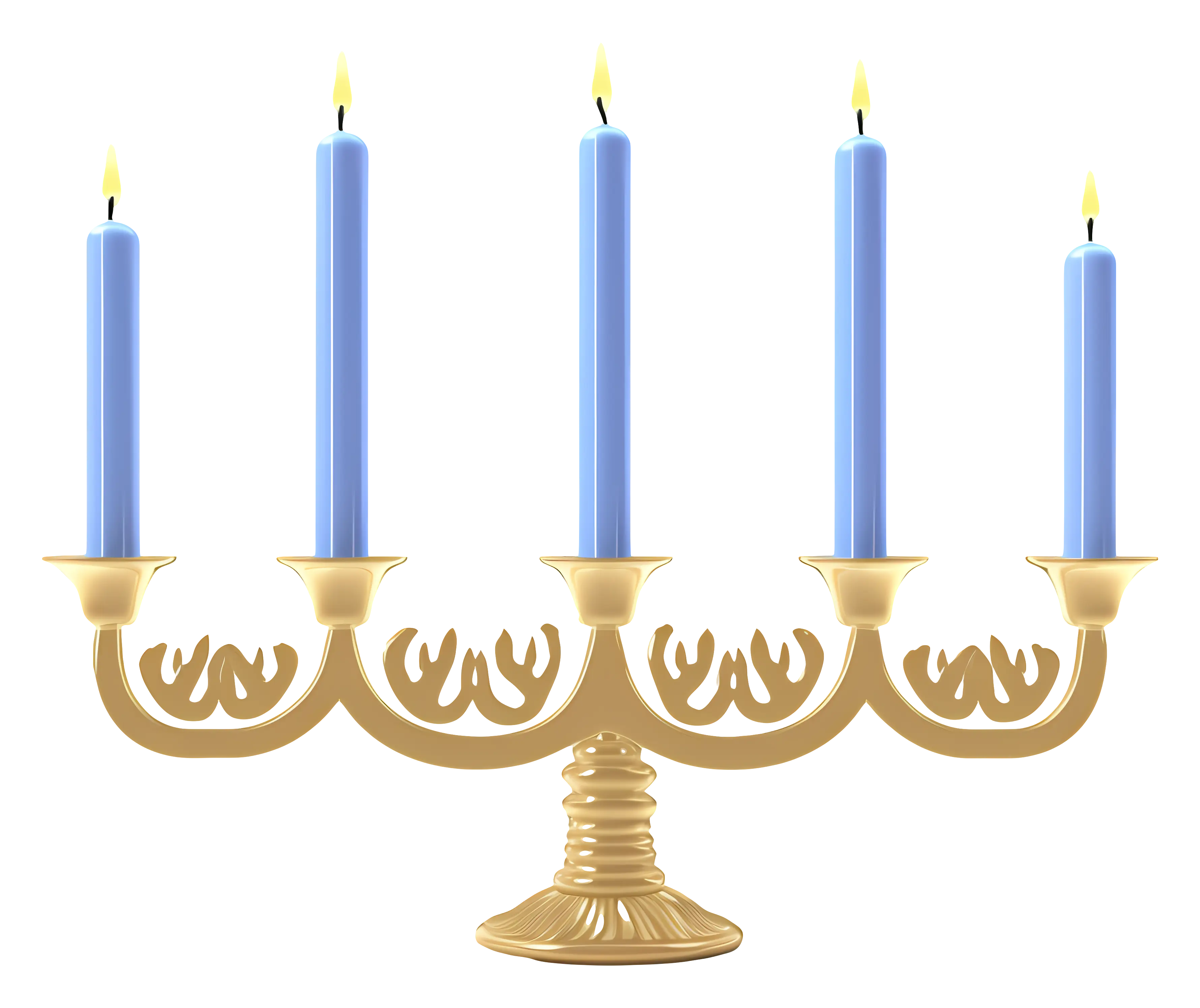 Golden Candelabrum with Blue Candles