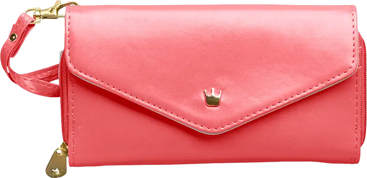 Elegant Pink Wallet with Crown Detail