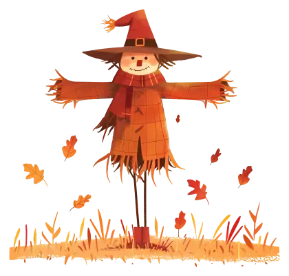 Scarecrow in Autumn Scenery Illustration
