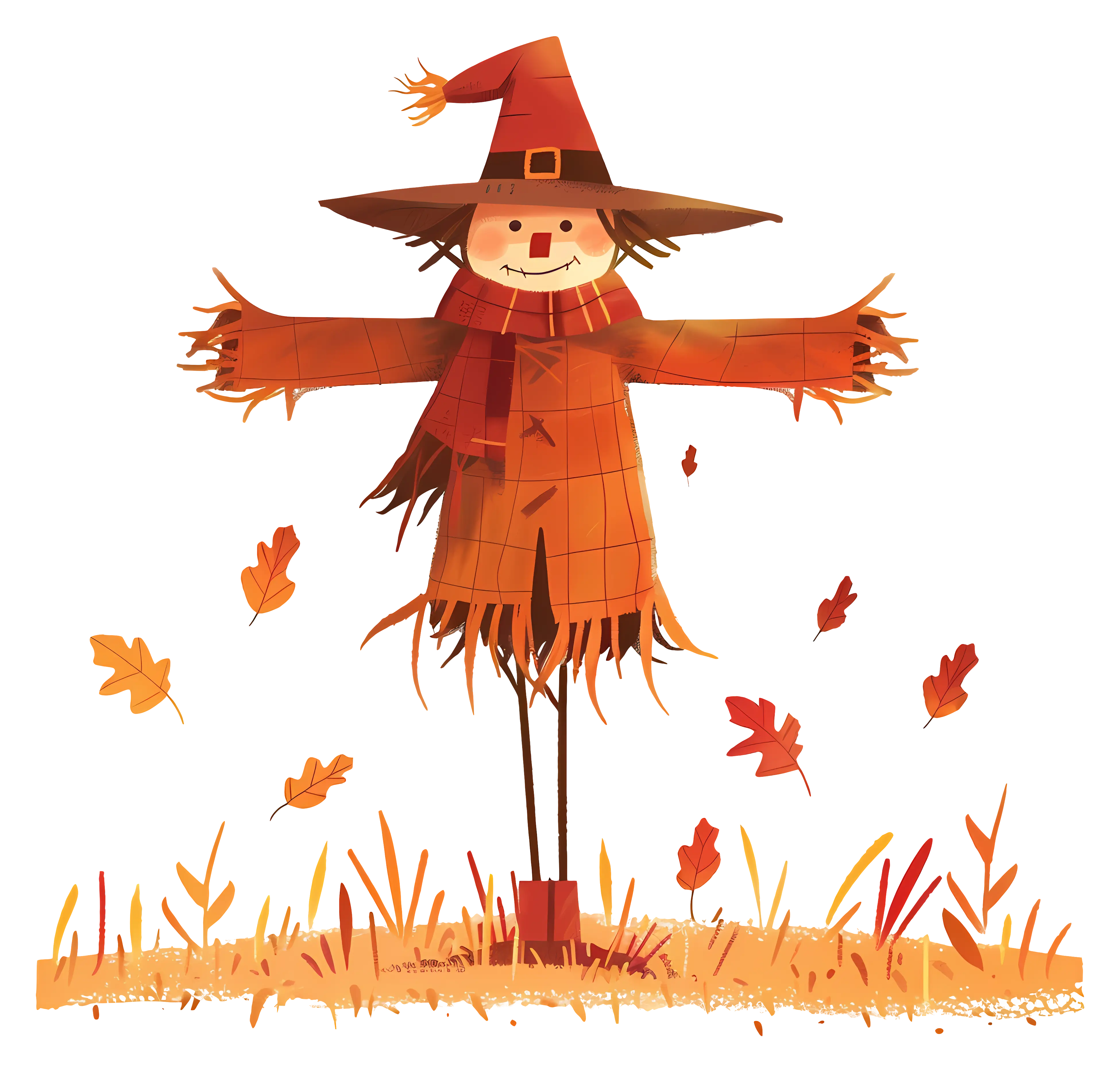 Scarecrow in Autumn Scenery Illustration