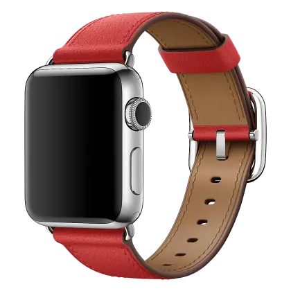Smartwatch with Red Leather Wristband