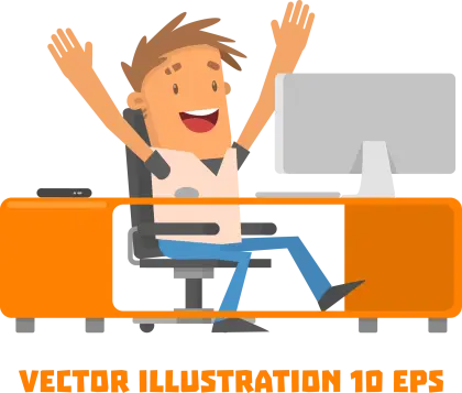 Happy Office Worker Cartoon