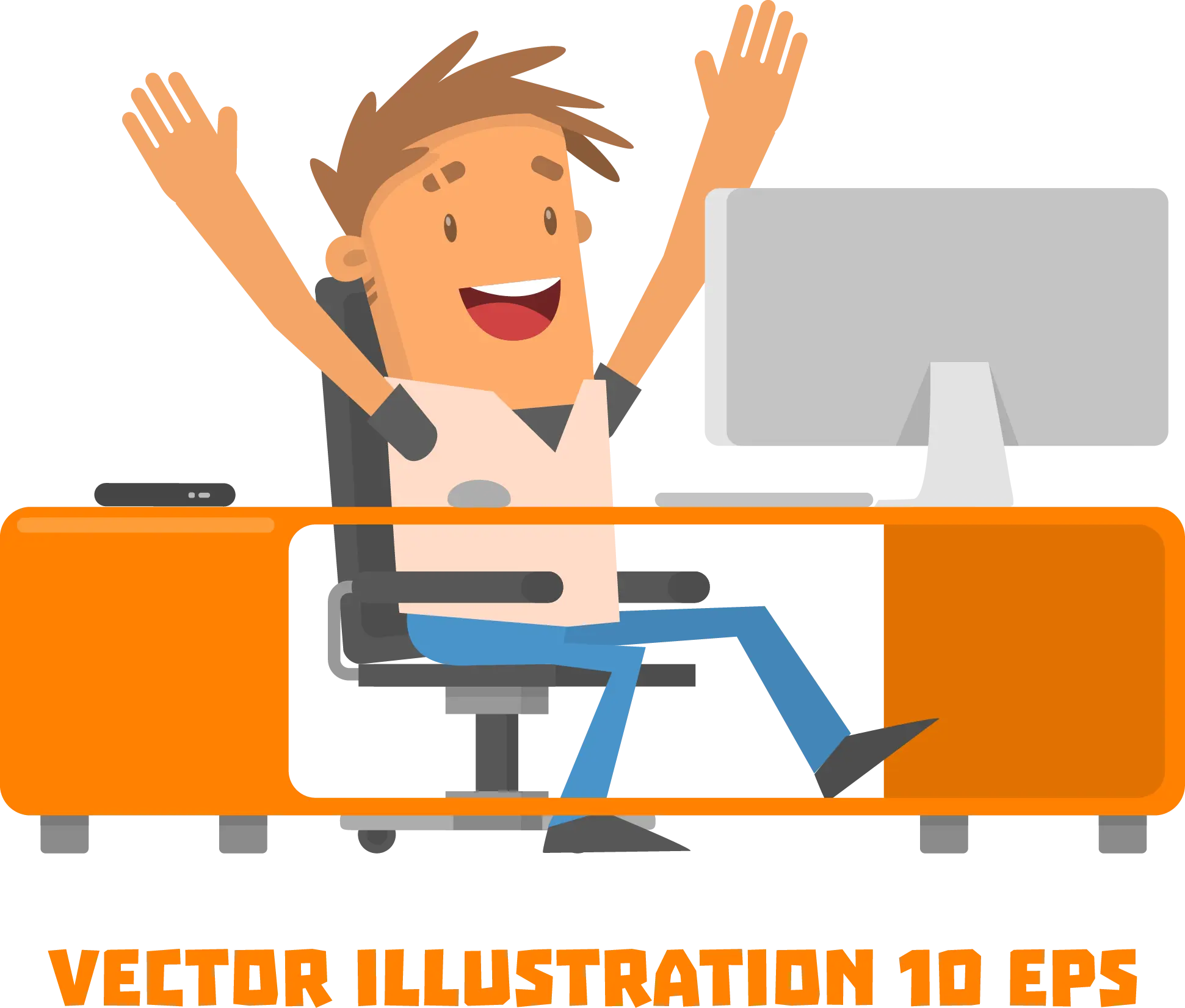 Happy Office Worker Cartoon