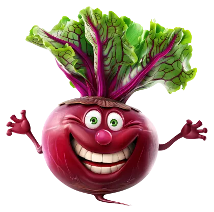 Happy Cartoon Beet with Leaves