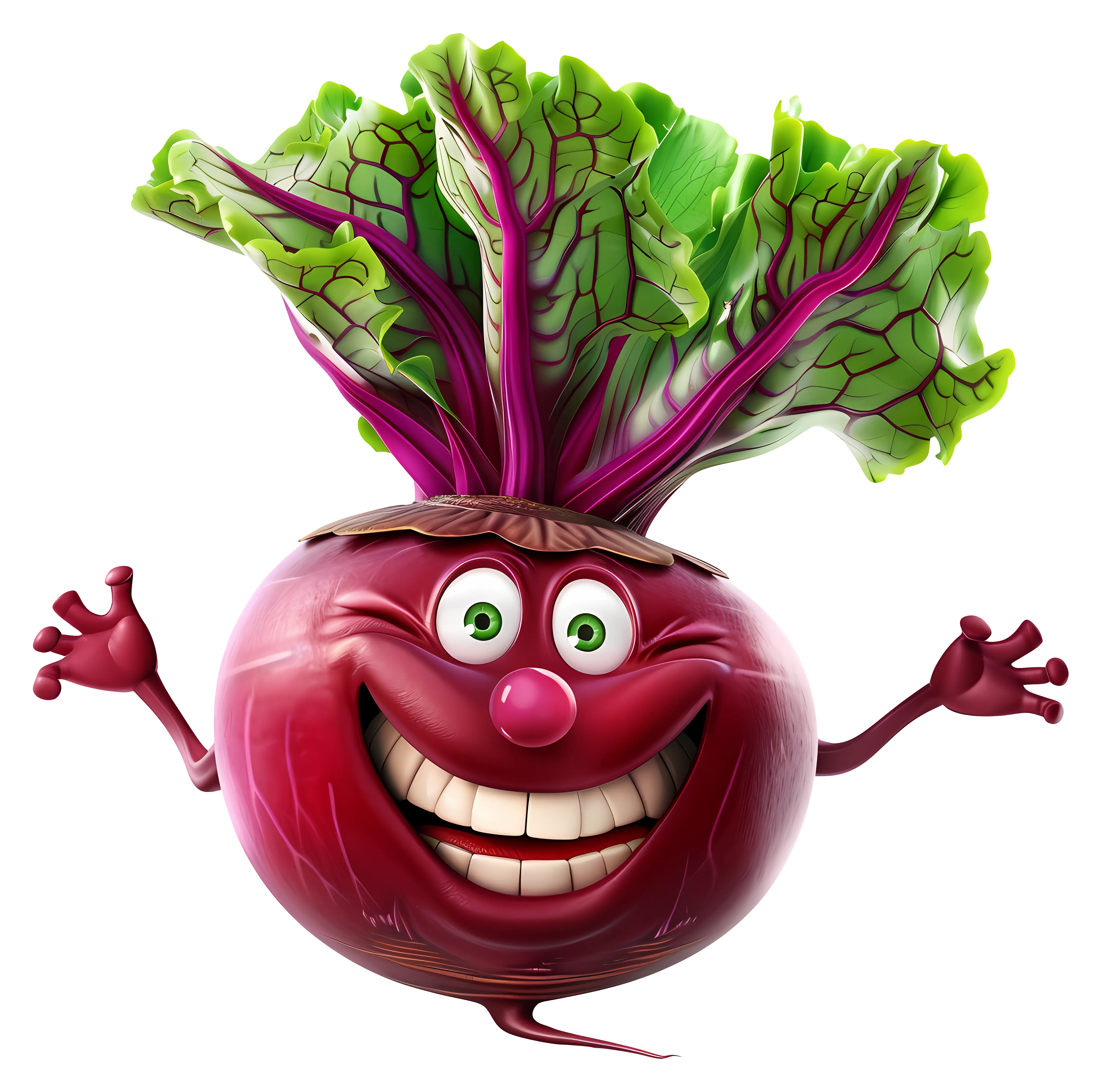 Happy Cartoon Beet with Leaves