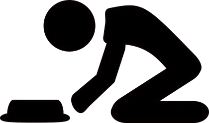 Silhouette of a Kneeling Person with Bowl Icon