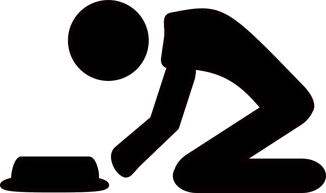Silhouette of a Kneeling Person with Bowl Icon