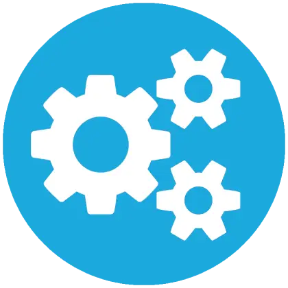 Blue Gear Icon for Technology and Settings