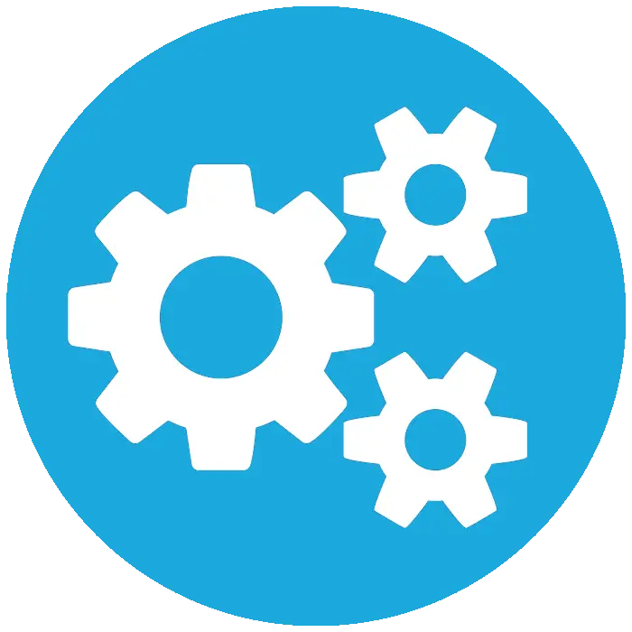 Blue Gear Icon for Technology and Settings