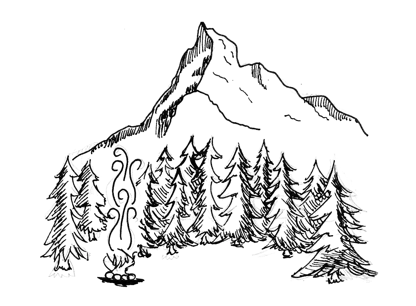 Mountain and Forest Sketch