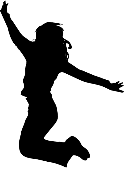 Silhouette of Woman Jumping Joyfully