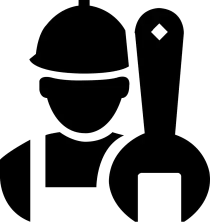Worker Icon with Wrench for Maintenance Services