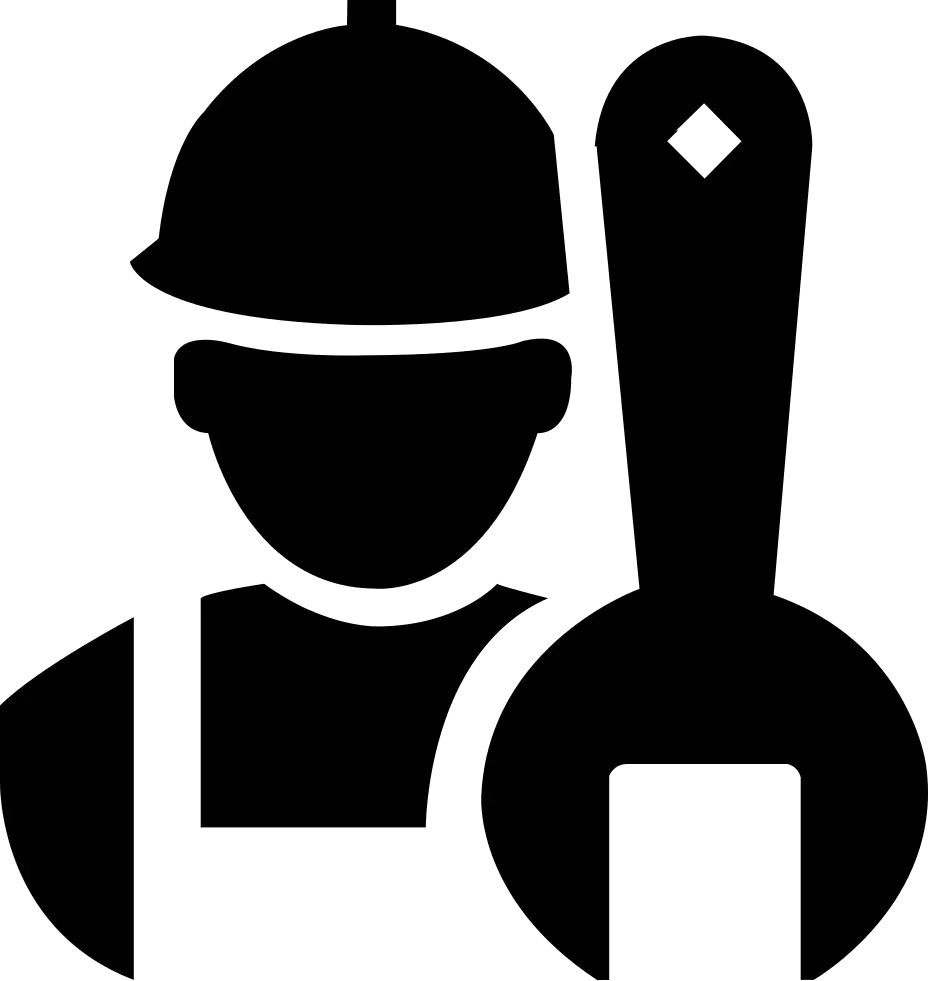 Worker Icon with Wrench for Maintenance Services