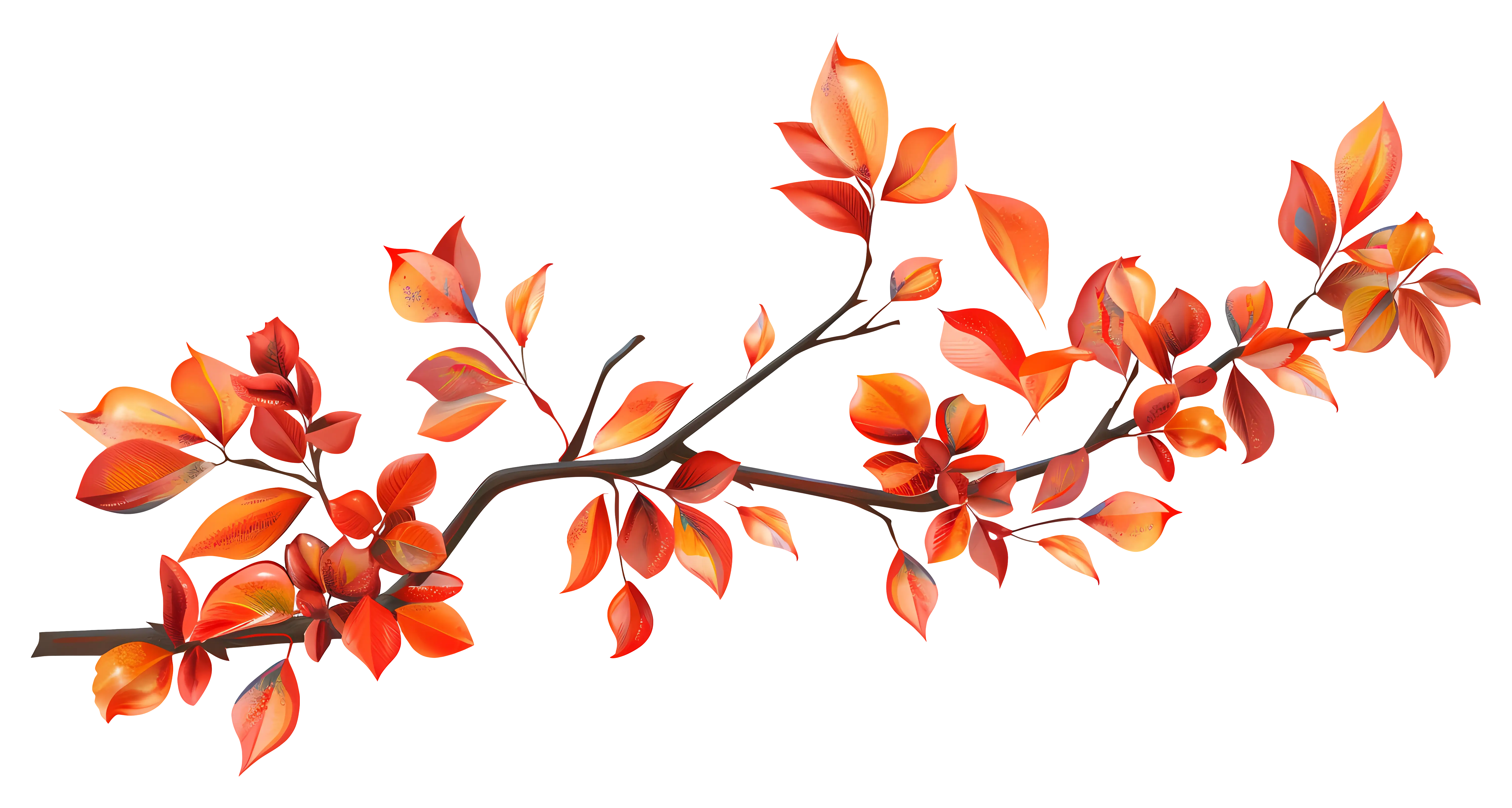 Autumn Branch with Orange Leaves