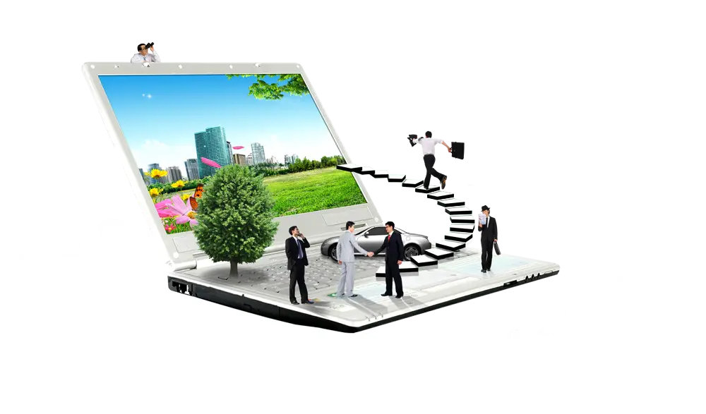 Business Laptop with Cityscape