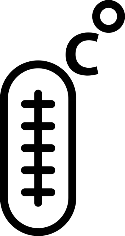 Black Thermometer Icon with Degree Symbol
