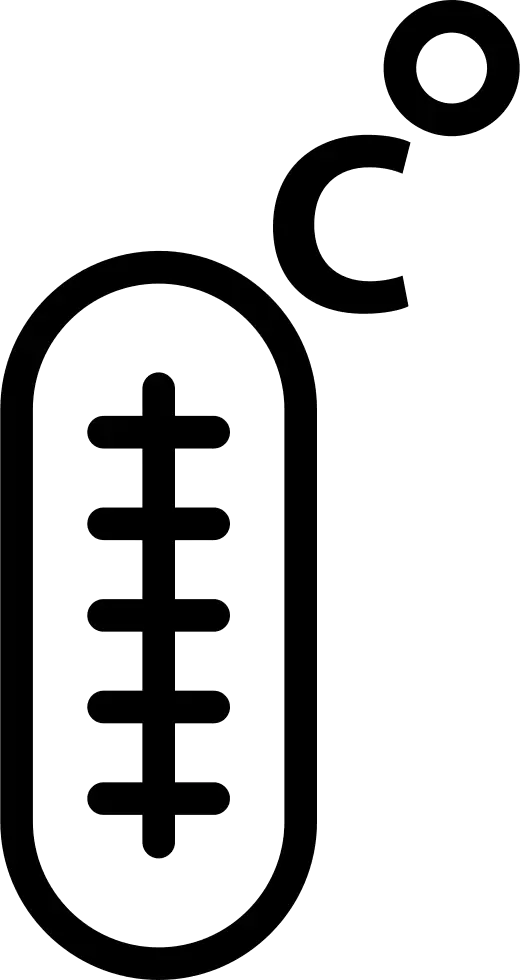 Black Thermometer Icon with Degree Symbol