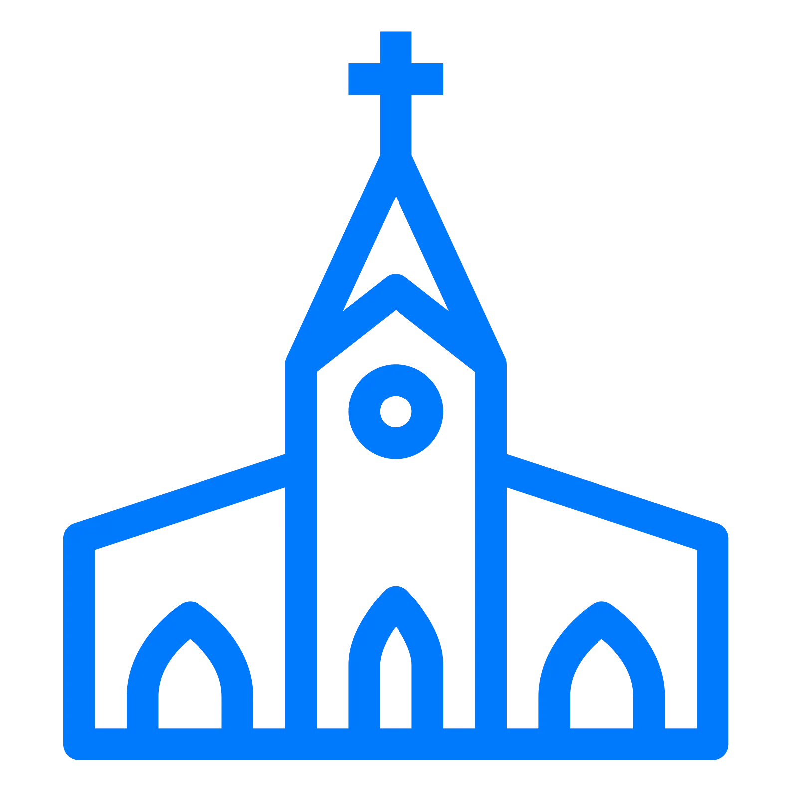 Blue Church Building Icon Illustration