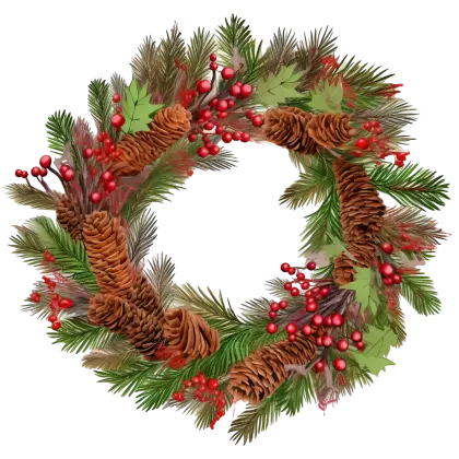 Christmas Wreath with Pinecones and Berries