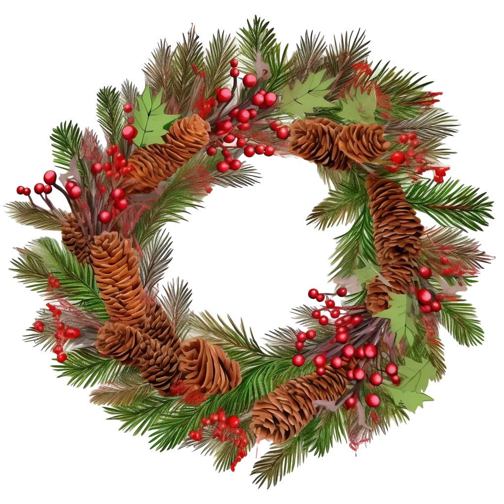 Christmas Wreath with Pinecones and Berries
