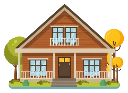 Cozy Cartoon House with Trees Illustration