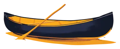 Yellow and Black Canoe with Paddle Illustration