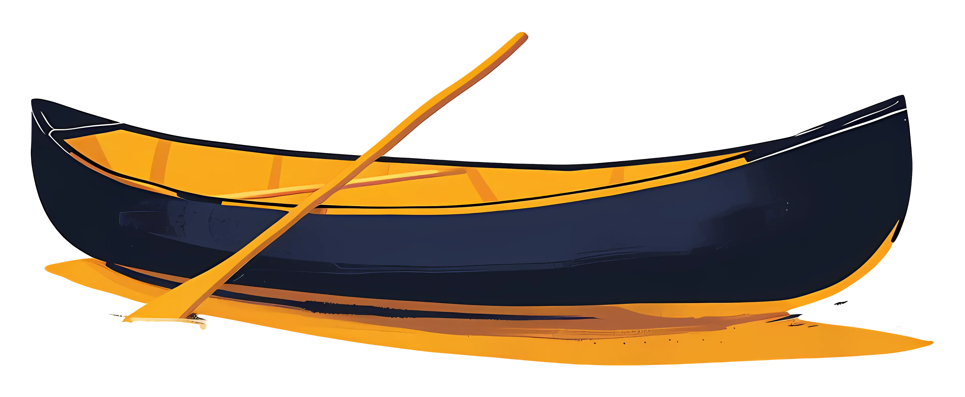 Yellow and Black Canoe with Paddle Illustration