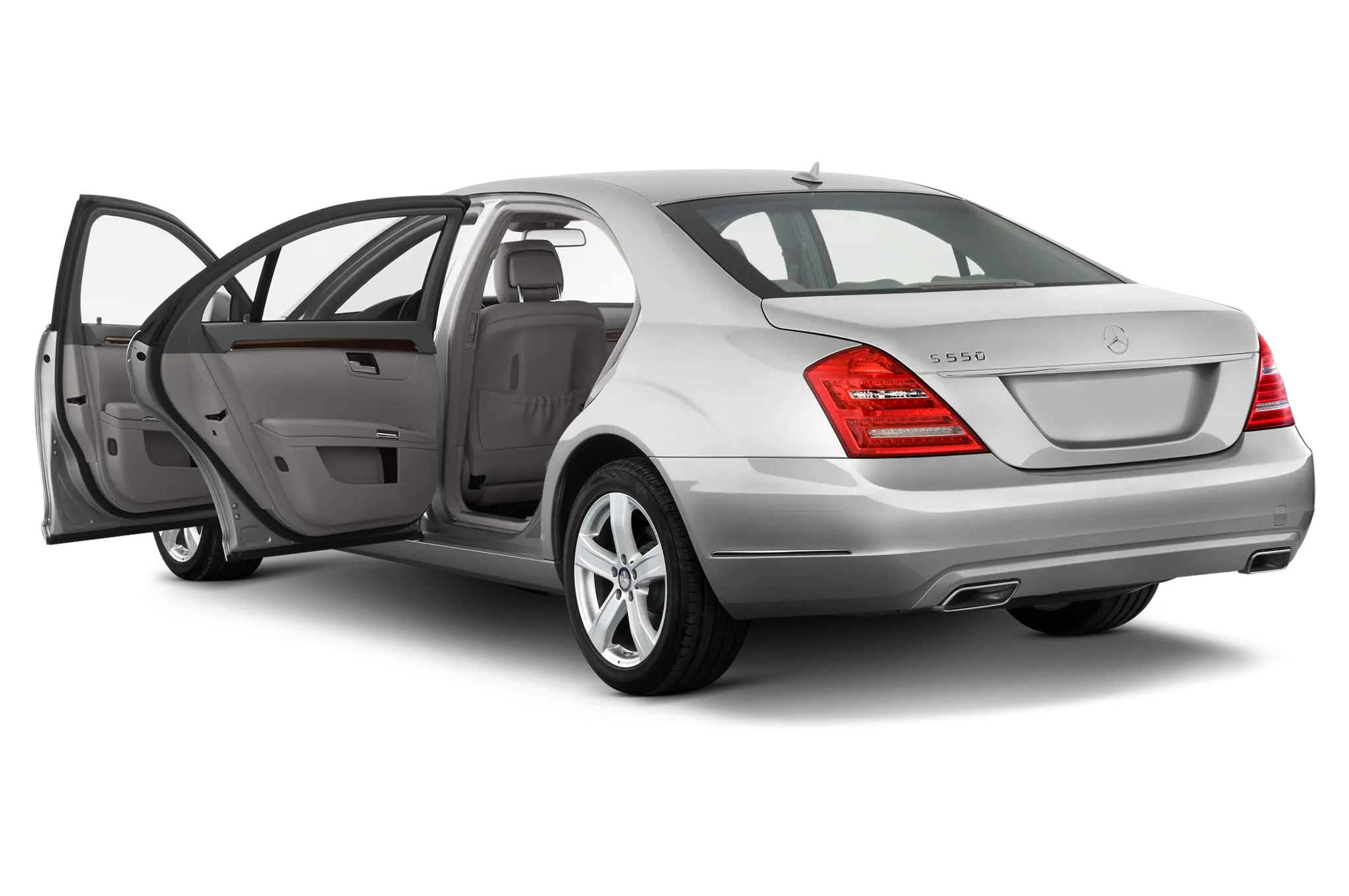 Luxury Style Silver Car with Doors Open