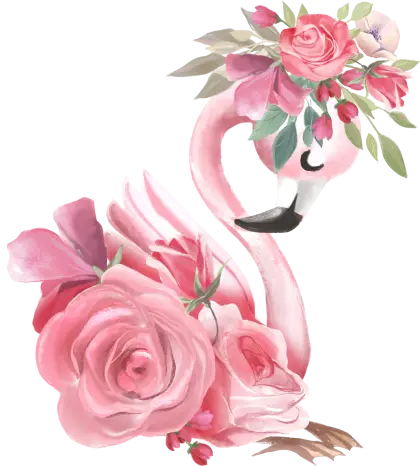 Elegant Pink Flamingo with Floral Decor