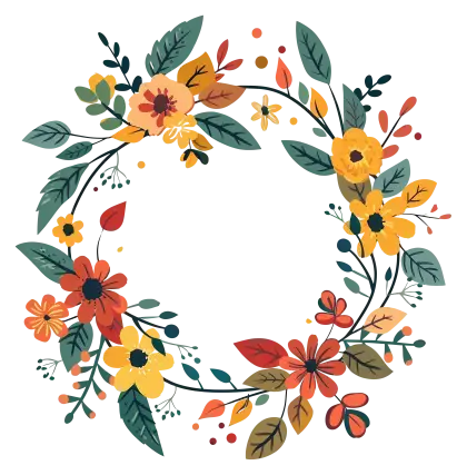 Beautiful Floral Wreath in Autumn Color Palette