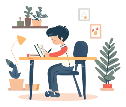 Boy Studying at Desk