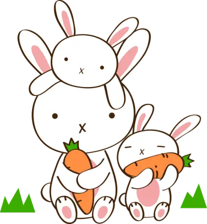 Cartoon Bunnies with Carrots