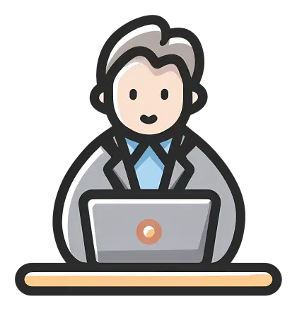 Cartoon Worker with Laptop