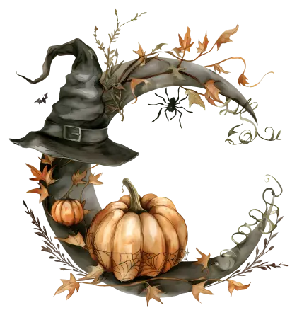 Halloween Decorations with Pumpkin and Moon