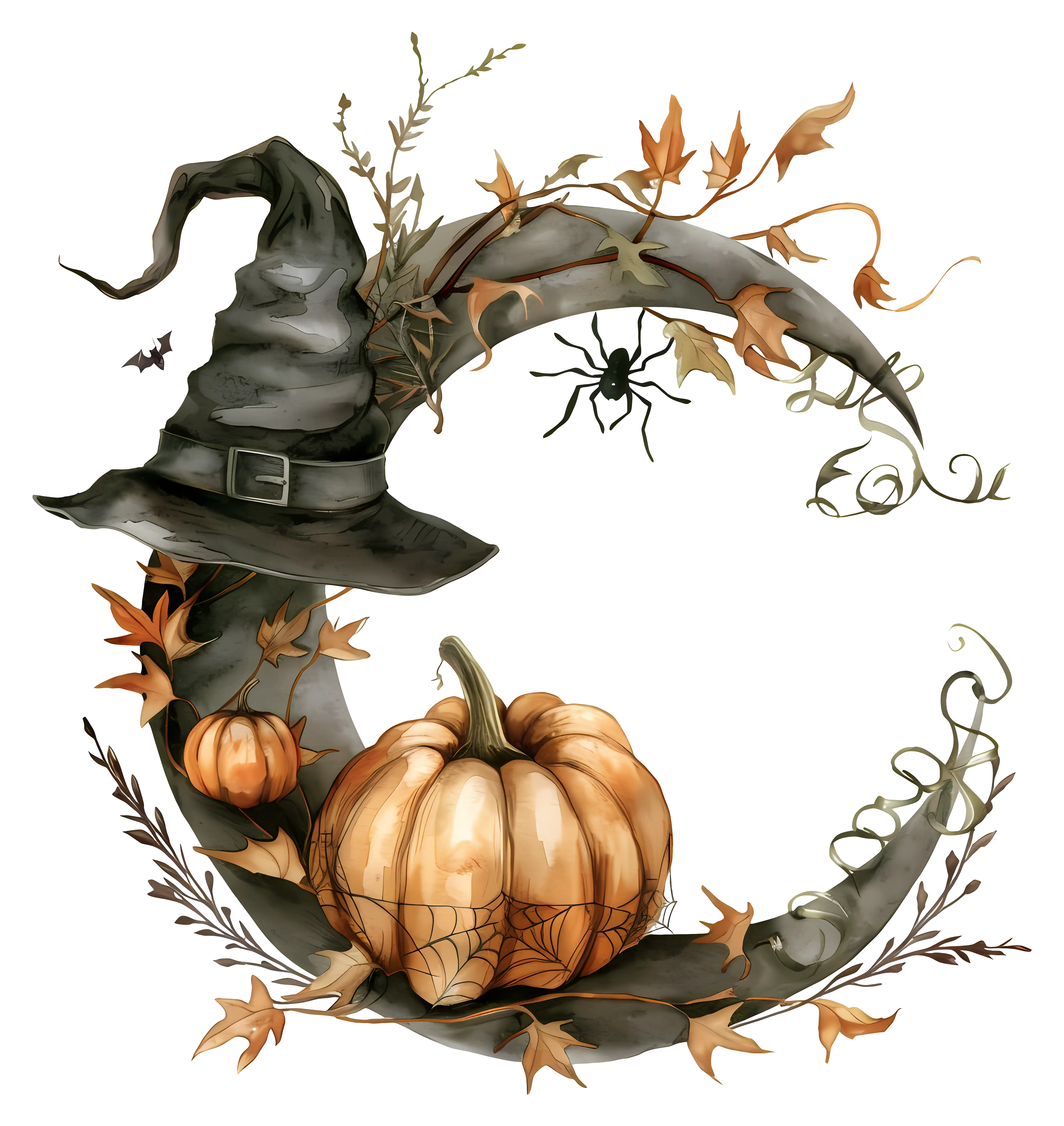 Halloween Decorations with Pumpkin and Moon