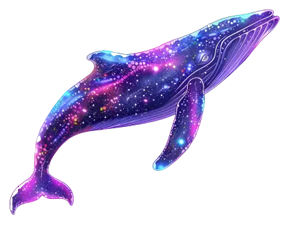 Galactic Whale Illustration with Cosmic Patterns