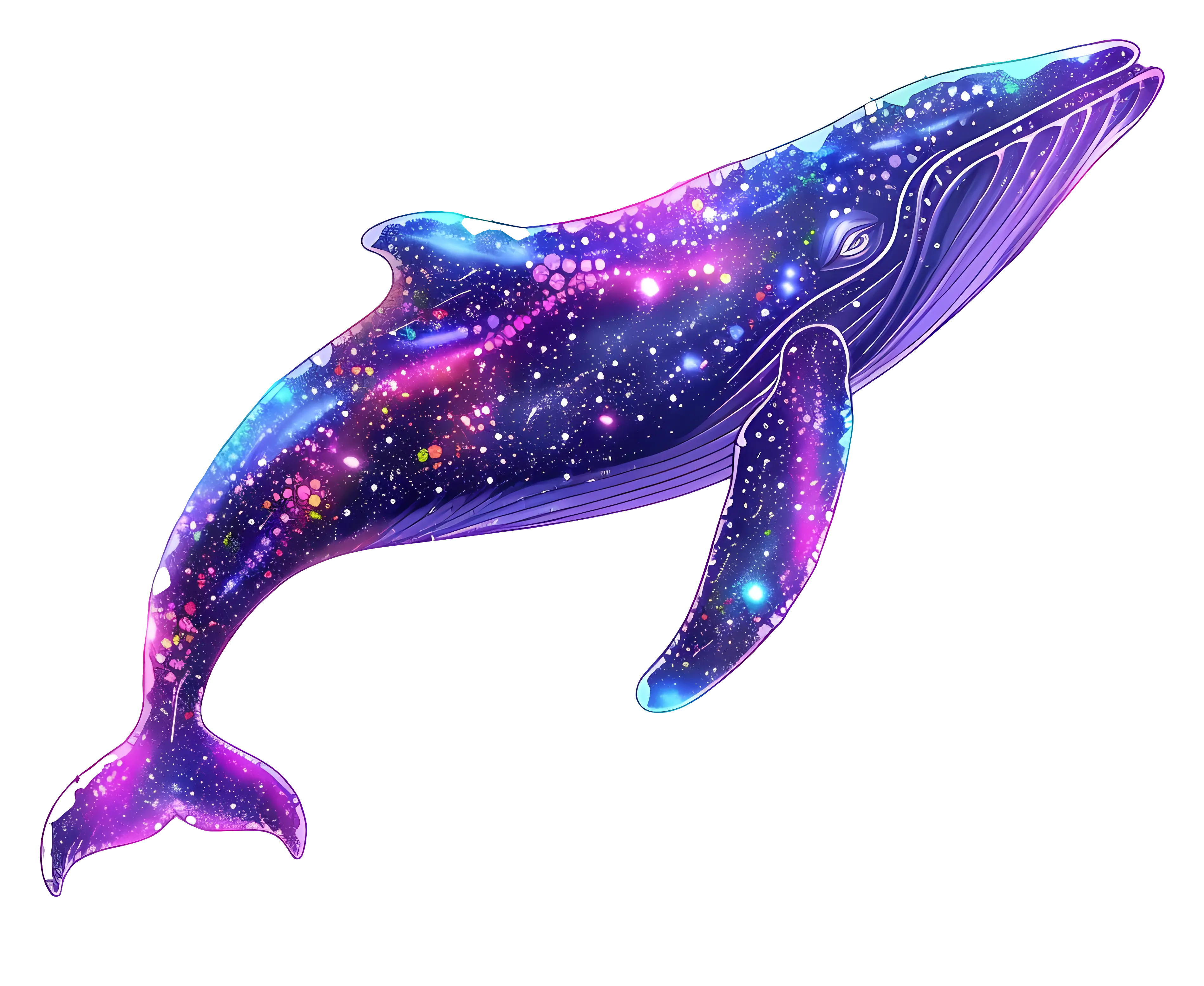 Galactic Whale Illustration with Cosmic Patterns