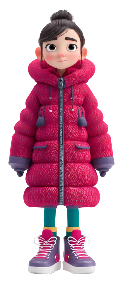 Girl in Winter Coat and Boots