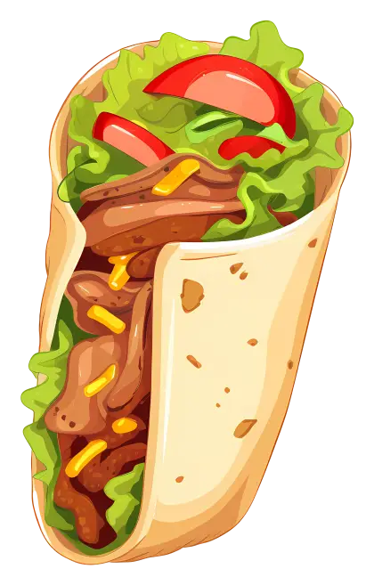 Colorful Taco Illustration in Cartoon Style